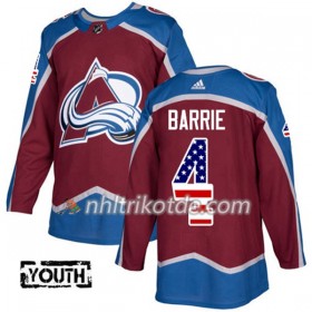 Colorado Avalanche Trikot Tyson Barrie 4 Adidas 2017-2018 Burgundy Rot USA Flag Fashion Authentic - Kinder